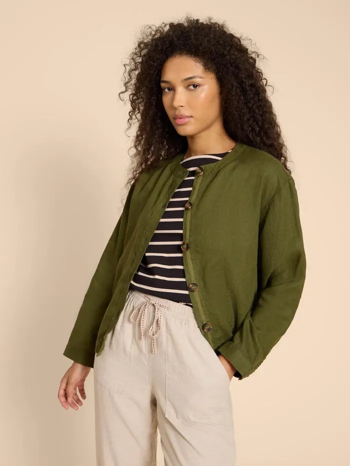 White Stuff COATS and JACKETS Adele Linen Jacket Dark Green 8211 Women White Stuff COATS and JACKETS Adele Linen Jacket Dark Green 8211 Women