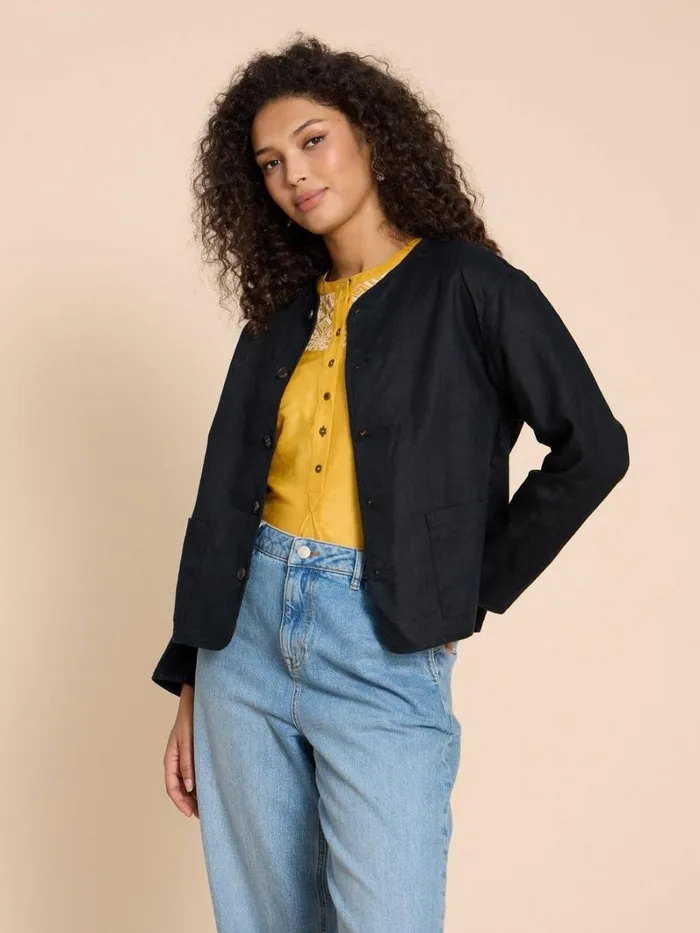 White Stuff COATS and JACKETS Adele Reversible Linen Jacket Black Print 8211 Women White Stuff COATS and JACKETS Adele Reversible Linen Jacket Black Print 8211 Women