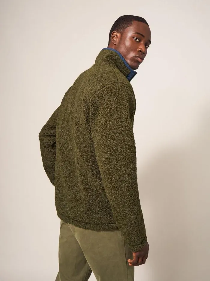 White Stuff COATS and JACKETS Borg Fleece Zip Through Jacket Khaki Green 8211 Men White Stuff COATS and JACKETS Borg Fleece Zip Through Jacket Khaki Green 8211 Men