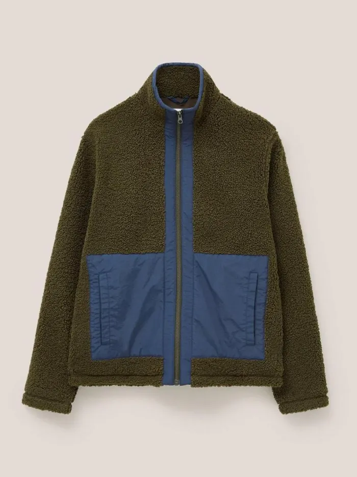 White Stuff COATS and JACKETS Borg Fleece Zip Through Jacket Khaki Green 8211 Men White Stuff COATS and JACKETS Borg Fleece Zip Through Jacket Khaki Green 8211 Men