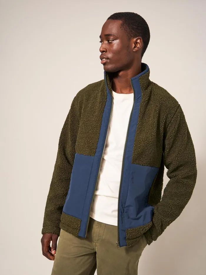 White Stuff COATS and JACKETS Borg Fleece Zip Through Jacket Khaki Green 8211 Men White Stuff COATS and JACKETS Borg Fleece Zip Through Jacket Khaki Green 8211 Men