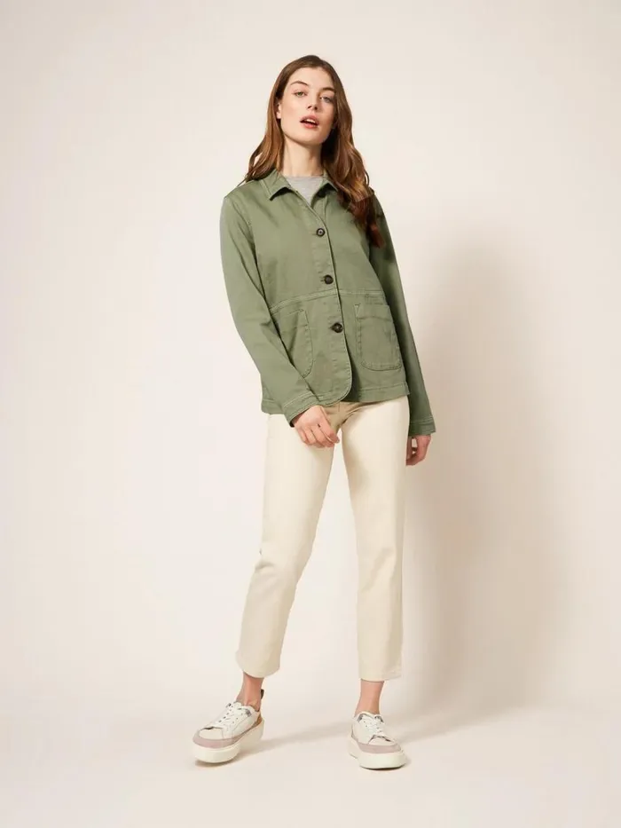 White Stuff COATS and JACKETS Carrie Regular Fit Denim Jacket Mid Green 8211 Women White Stuff COATS and JACKETS Carrie Regular Fit Denim Jacket Mid Green 8211 Women