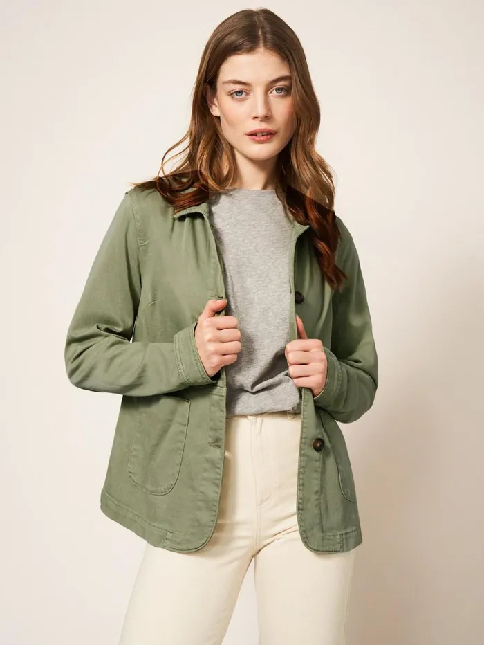 White Stuff COATS and JACKETS Carrie Regular Fit Denim Jacket Mid Green 8211 Women White Stuff COATS and JACKETS Carrie Regular Fit Denim Jacket Mid Green 8211 Women