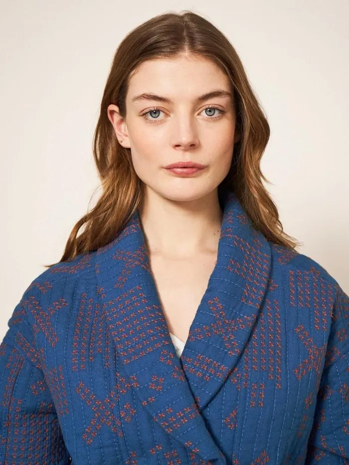 White Stuff COATS and JACKETS Della Cross Stitch Jacket Blue Multi 8211 Women White Stuff COATS and JACKETS Della Cross Stitch Jacket Blue Multi 8211 Women
