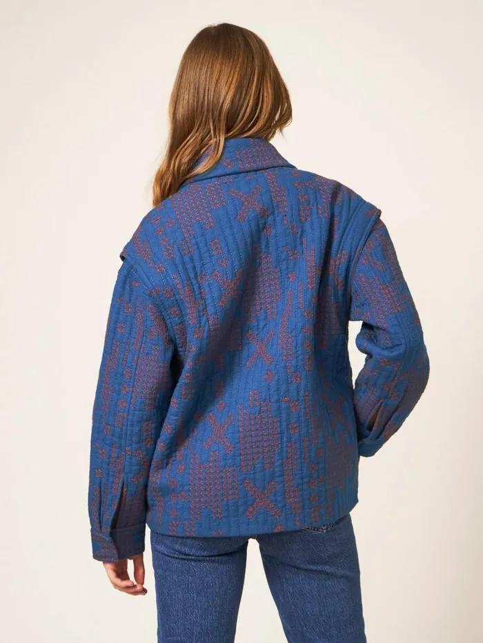 White Stuff COATS and JACKETS Della Cross Stitch Jacket Blue Multi 8211 Women White Stuff COATS and JACKETS Della Cross Stitch Jacket Blue Multi 8211 Women
