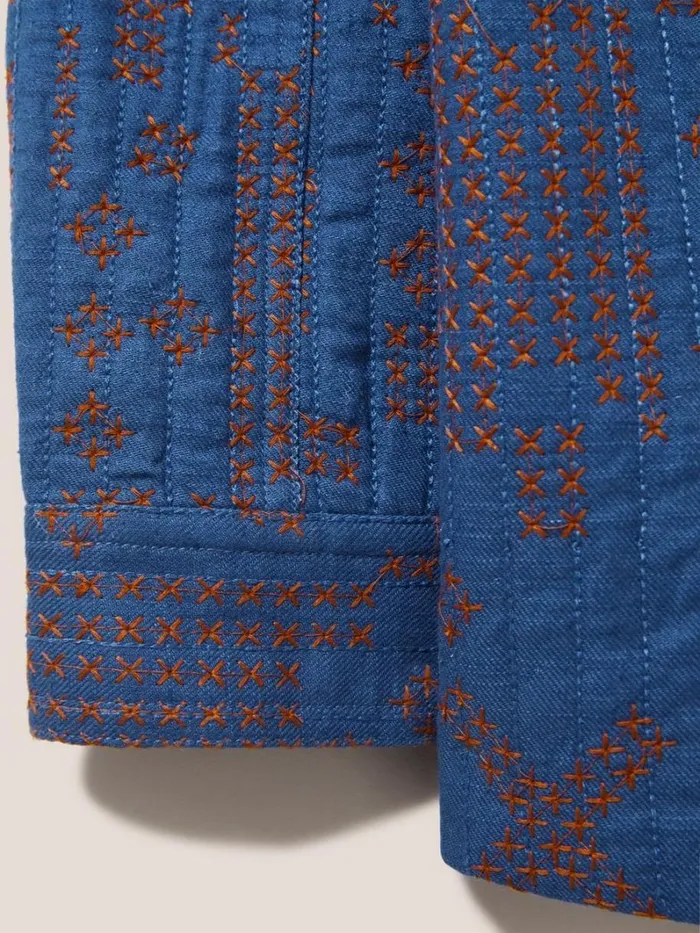 White Stuff COATS and JACKETS Della Cross Stitch Jacket Blue Multi 8211 Women White Stuff COATS and JACKETS Della Cross Stitch Jacket Blue Multi 8211 Women