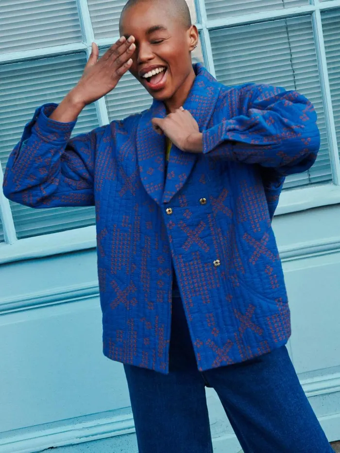 White Stuff COATS and JACKETS Della Cross Stitch Jacket Blue Multi 8211 Women White Stuff COATS and JACKETS Della Cross Stitch Jacket Blue Multi 8211 Women