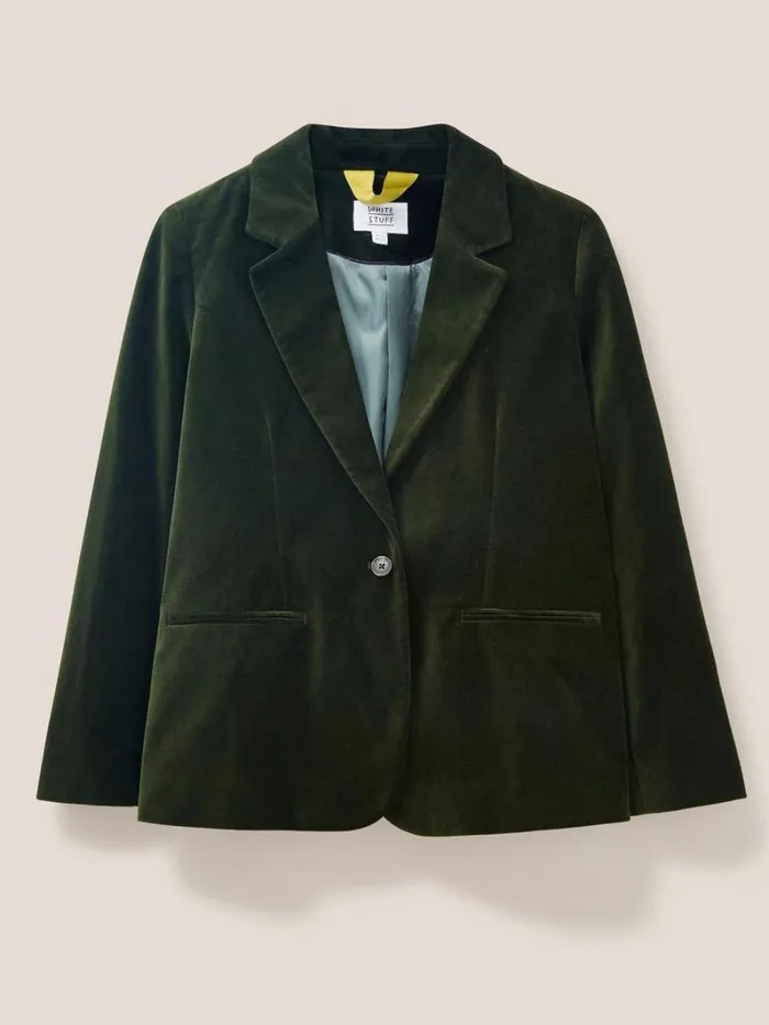 White Stuff COATS and JACKETS Evelyn Velvet Blazer Dark Green 8211 Women White Stuff COATS and JACKETS Evelyn Velvet Blazer Dark Green 8211 Women