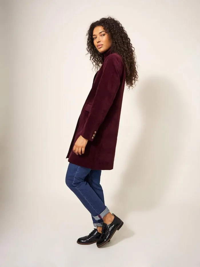 White Stuff COATS and JACKETS Karla Smart Velvet Coat Dk Plum 8211 Women White Stuff COATS and JACKETS Karla Smart Velvet Coat Dk Plum 8211 Women