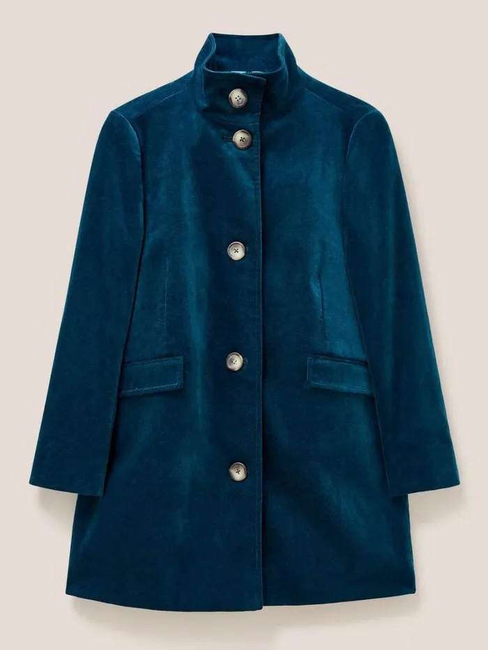 White Stuff COATS and JACKETS Karla Smart Velvet Coat Dk Teal 8211 Women White Stuff COATS and JACKETS Karla Smart Velvet Coat Dk Teal 8211 Women