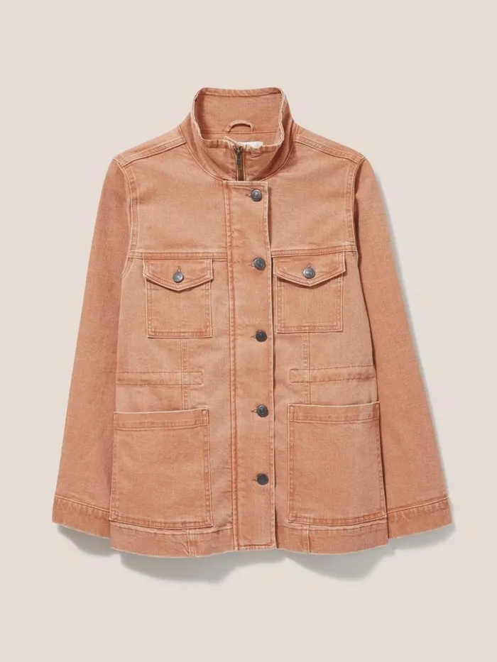 White Stuff COATS and JACKETS Leighton Clay Dye Denim Jacket Mid Coral 8211 Women White Stuff COATS and JACKETS Leighton Clay Dye Denim Jacket Mid Coral 8211 Women