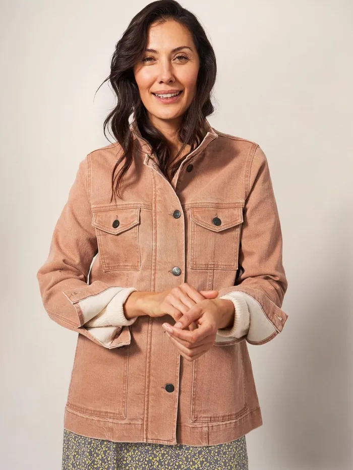 White Stuff COATS and JACKETS Leighton Clay Dye Denim Jacket Mid Coral 8211 Women White Stuff COATS and JACKETS Leighton Clay Dye Denim Jacket Mid Coral 8211 Women