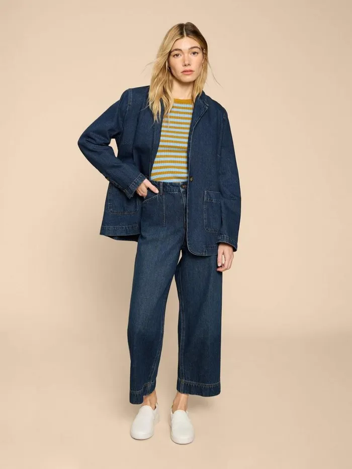 White Stuff COATS and JACKETS Loren Denim Blazer Dk Denim 8211 Women