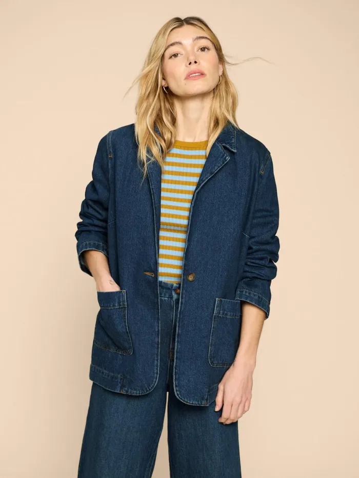 White Stuff COATS and JACKETS Loren Denim Blazer Dk Denim 8211 Women White Stuff COATS and JACKETS Loren Denim Blazer Dk Denim 8211 Women