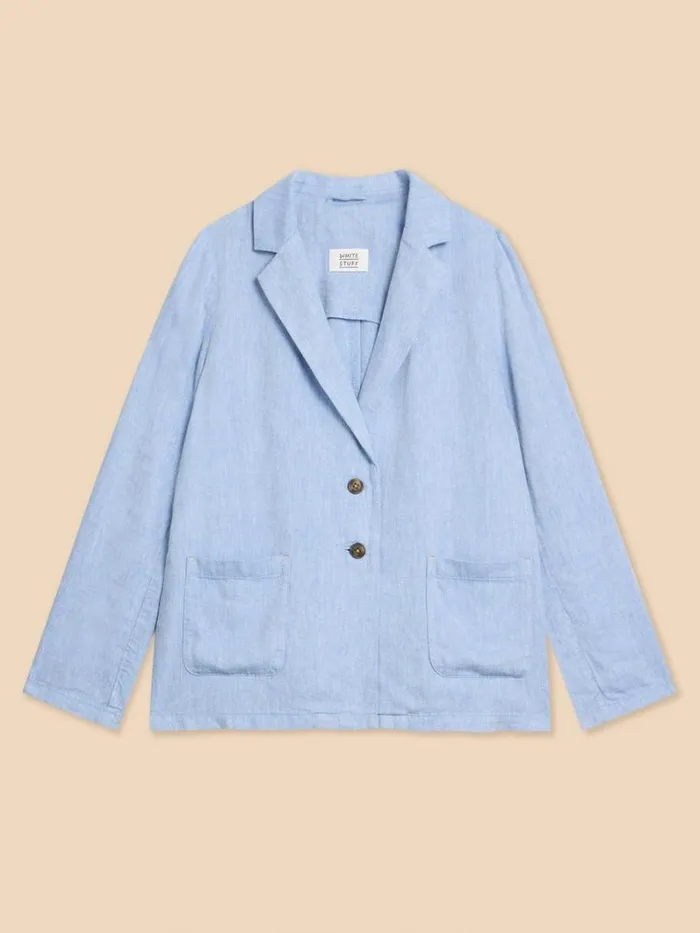 White Stuff COATS and JACKETS Loren Linen Blend Blazer Chambray Blue 8211 Women White Stuff COATS and JACKETS Loren Linen Blend Blazer Chambray Blue 8211 Women