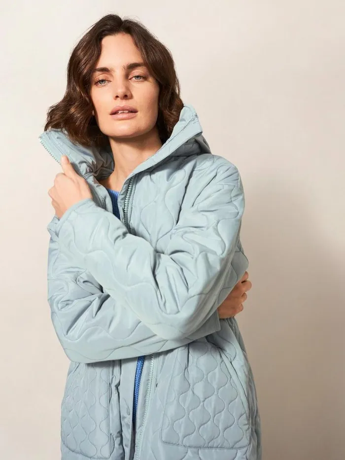 White Stuff COATS and JACKETS Maddison Quilted Coat Mid Blue 8211 Women White Stuff COATS and JACKETS Maddison Quilted Coat Mid Blue 8211 Women