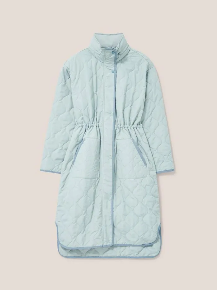 White Stuff COATS and JACKETS Maddison Quilted Coat Mid Blue 8211 Women White Stuff COATS and JACKETS Maddison Quilted Coat Mid Blue 8211 Women