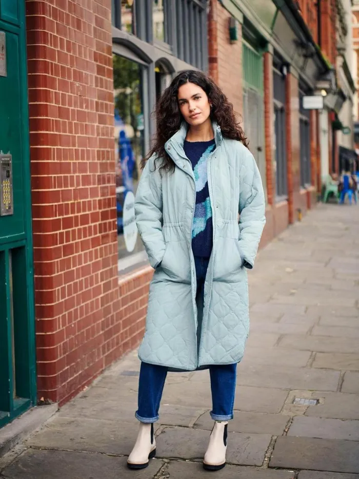 White Stuff COATS and JACKETS Maddison Quilted Coat Mid Blue 8211 Women White Stuff COATS and JACKETS Maddison Quilted Coat Mid Blue 8211 Women