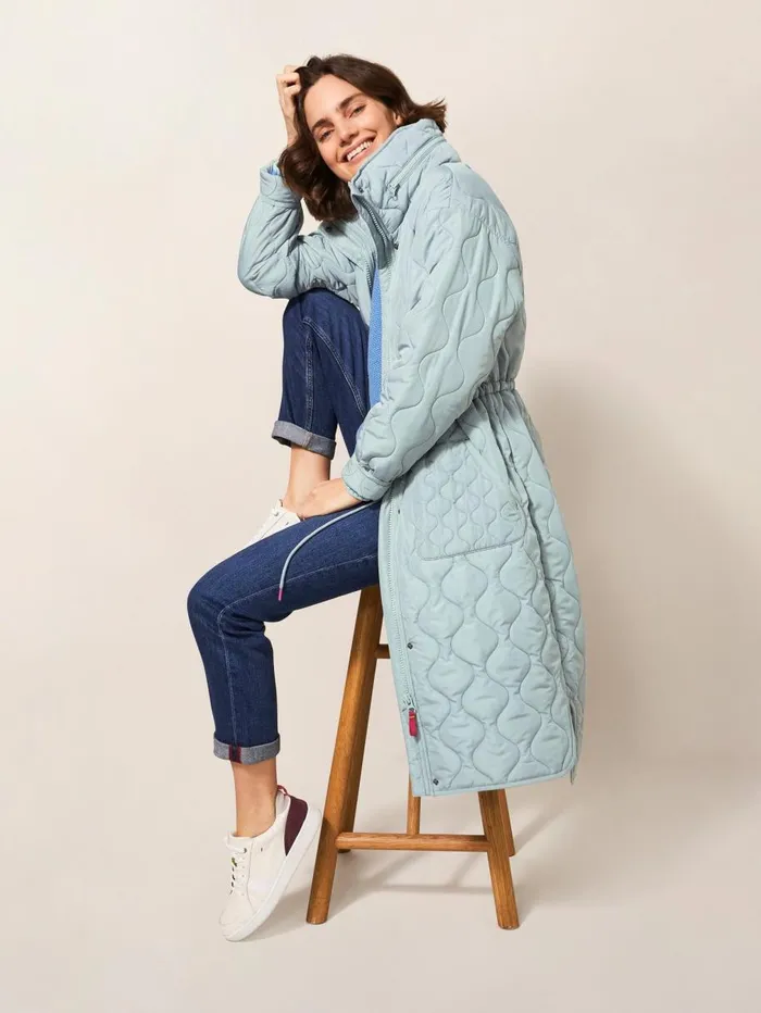 White Stuff COATS and JACKETS Maddison Quilted Coat Mid Blue 8211 Women White Stuff COATS and JACKETS Maddison Quilted Coat Mid Blue 8211 Women