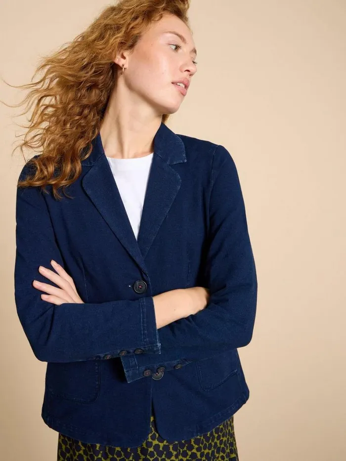 White Stuff COATS and JACKETS Olivia Cotton Jersey Blazer Dk Denim 8211 Women White Stuff COATS and JACKETS Olivia Cotton Jersey Blazer Dk Denim 8211 Women