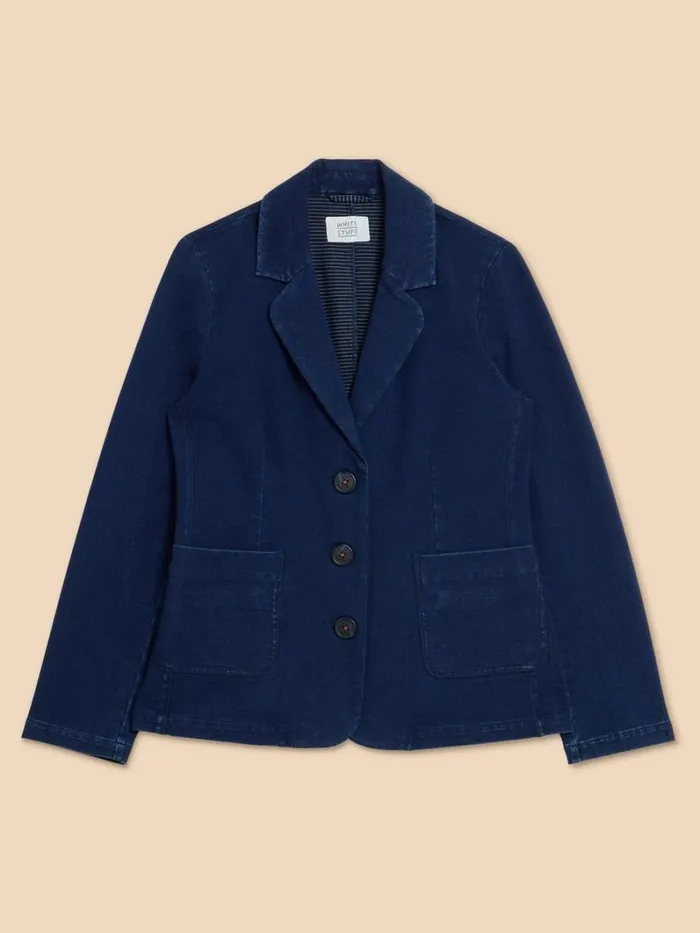 White Stuff COATS and JACKETS Olivia Cotton Jersey Blazer Dk Denim 8211 Women White Stuff COATS and JACKETS Olivia Cotton Jersey Blazer Dk Denim 8211 Women