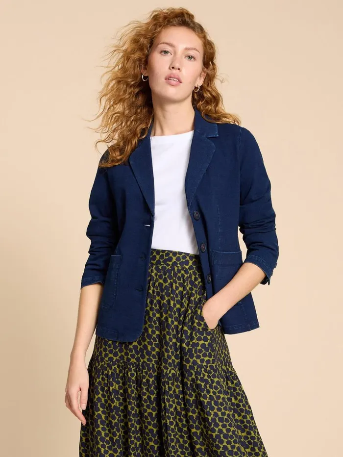 White Stuff COATS and JACKETS Olivia Cotton Jersey Blazer Dk Denim 8211 Women White Stuff COATS and JACKETS Olivia Cotton Jersey Blazer Dk Denim 8211 Women