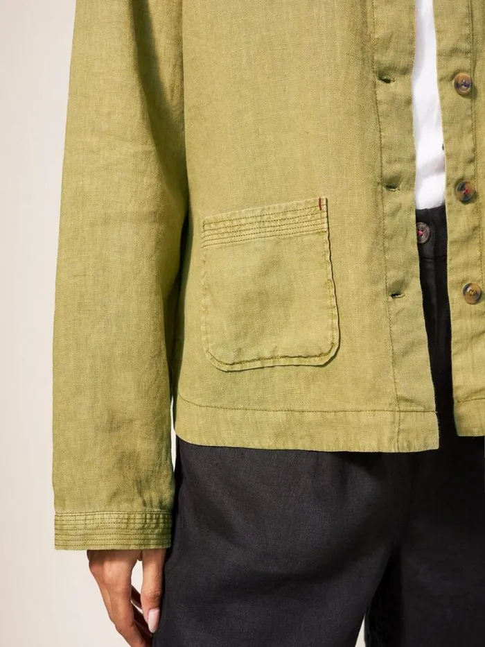 White Stuff COATS and JACKETS Tabby Linen Jacket Mid Green 8211 Women White Stuff COATS and JACKETS Tabby Linen Jacket Mid Green 8211 Women