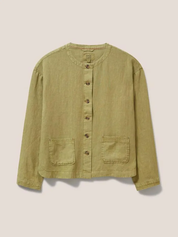 White Stuff COATS and JACKETS Tabby Linen Jacket Mid Green 8211 Women White Stuff COATS and JACKETS Tabby Linen Jacket Mid Green 8211 Women
