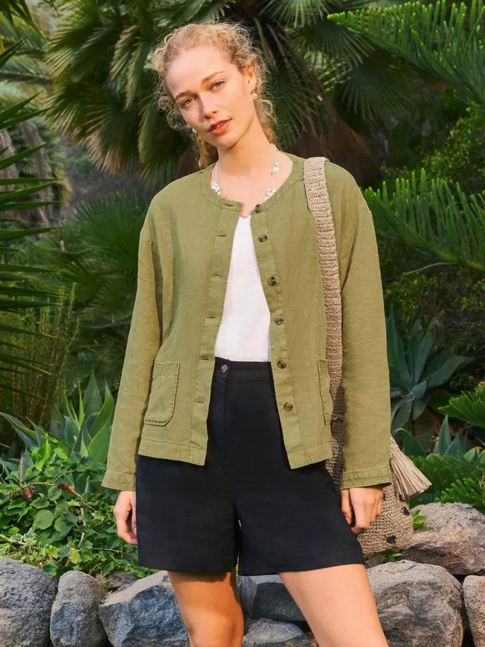 White Stuff COATS and JACKETS Tabby Linen Jacket Mid Green 8211 Women White Stuff COATS and JACKETS Tabby Linen Jacket Mid Green 8211 Women