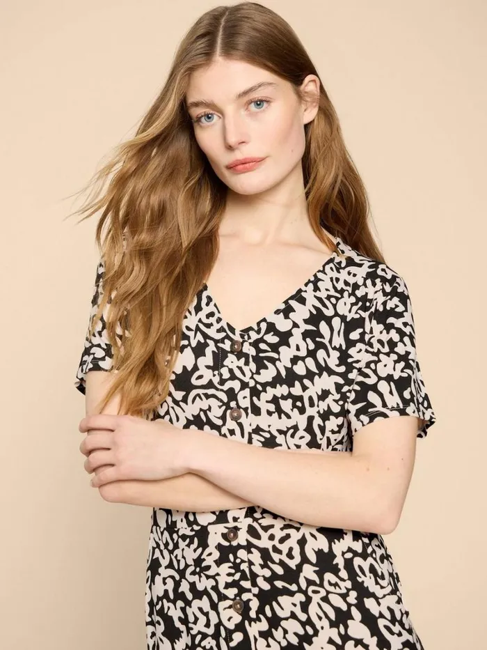 White Stuff DRESSES Amelia Jersey Dress Black Print 8211 Women White Stuff DRESSES Amelia Jersey Dress Black Print 8211 Women