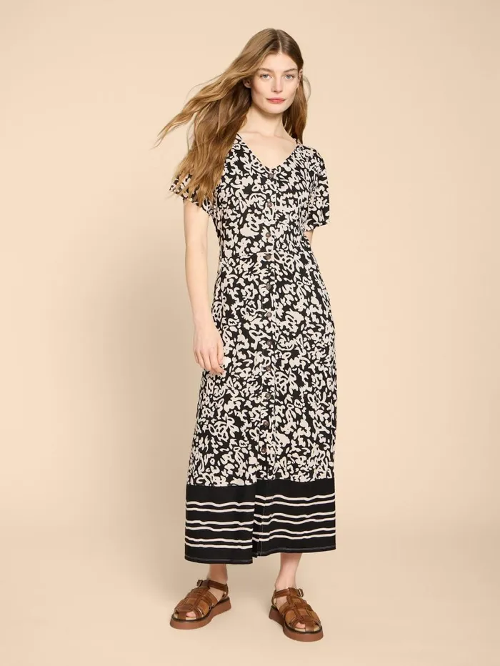 White Stuff DRESSES Amelia Jersey Dress Black Print 8211 Women White Stuff DRESSES Amelia Jersey Dress Black Print 8211 Women