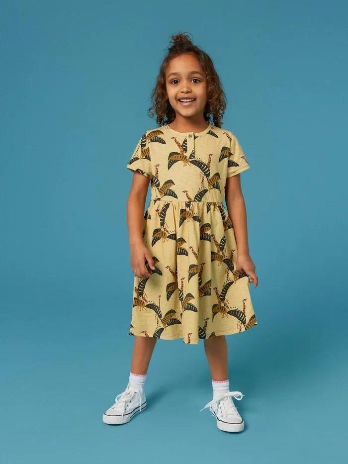 White Stuff DRESSES and SKIRTS Casey Printed SS Dress Yellow Multi 8211 Kids