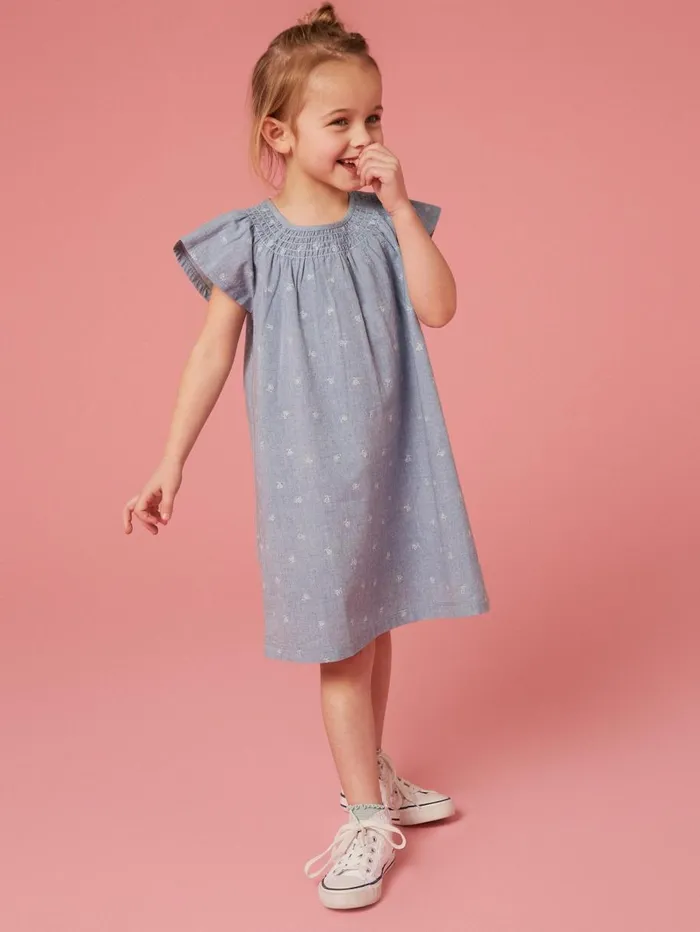 White Stuff DRESSES and SKIRTS Chambray Frill Dress Chambray Blue 8211 Kids White Stuff DRESSES and SKIRTS Chambray Frill Dress Chambray Blue 8211 Kids