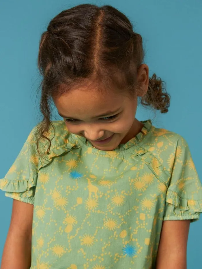 White Stuff DRESSES and SKIRTS Printed Woven Dress Green Multi 8211 Kids