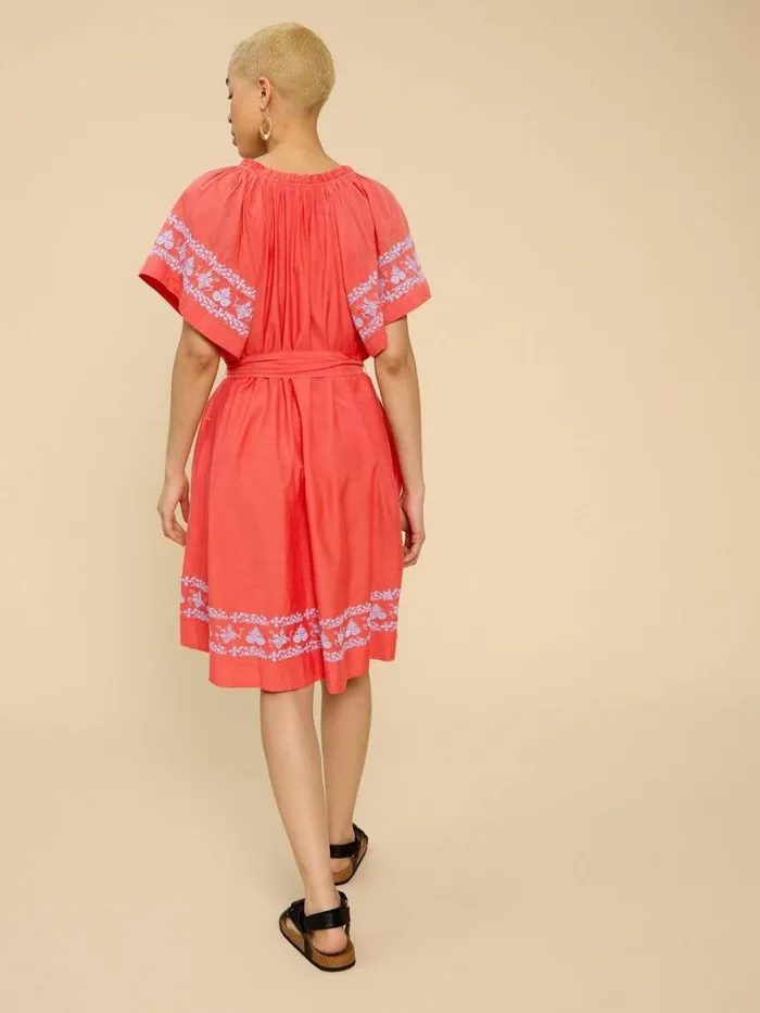 White Stuff DRESSES Anna Cotton Embroidered Dress Orange Multi 8211 Women White Stuff DRESSES Anna Cotton Embroidered Dress Orange Multi 8211 Women