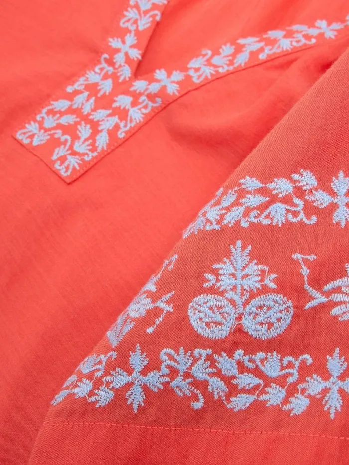 White Stuff DRESSES Anna Cotton Embroidered Dress Orange Multi 8211 Women White Stuff DRESSES Anna Cotton Embroidered Dress Orange Multi 8211 Women