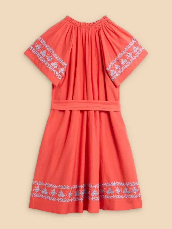 White Stuff DRESSES Anna Cotton Embroidered Dress Orange Multi 8211 Women White Stuff DRESSES Anna Cotton Embroidered Dress Orange Multi 8211 Women