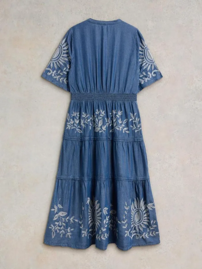 White Stuff DRESSES Isla Embroidered Denim Dress Light Denim 8211 Women White Stuff DRESSES Isla Embroidered Denim Dress Light Denim 8211 Women