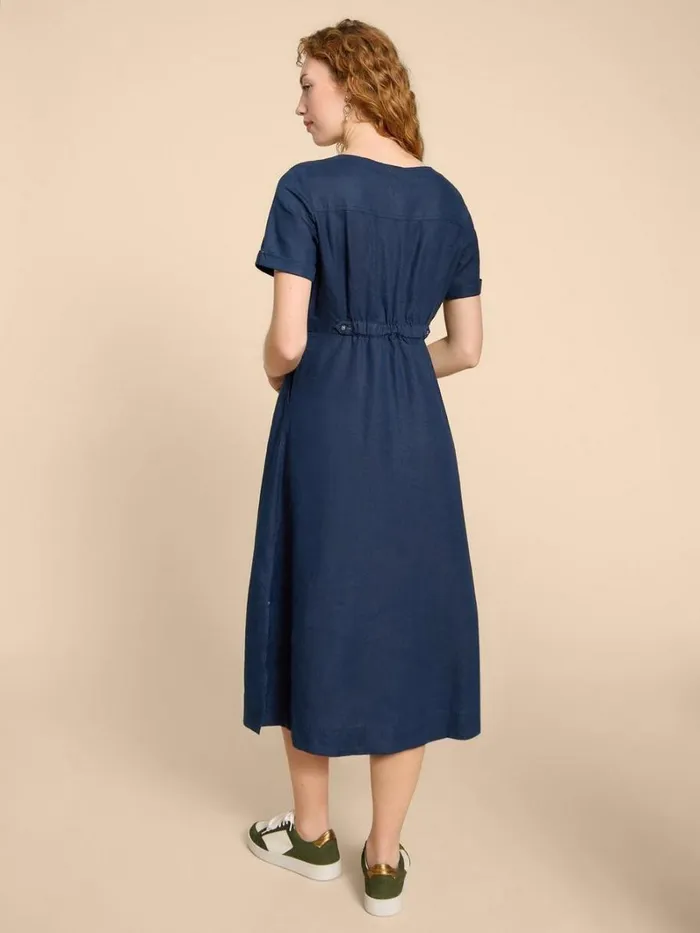 White Stuff DRESSES Ivy Linen V Neck Midi Dress Dark Navy 8211 Women White Stuff DRESSES Ivy Linen V Neck Midi Dress Dark Navy 8211 Women