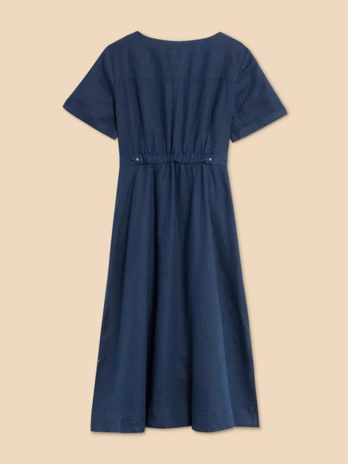 White Stuff DRESSES Ivy Linen V Neck Midi Dress Dark Navy 8211 Women White Stuff DRESSES Ivy Linen V Neck Midi Dress Dark Navy 8211 Women