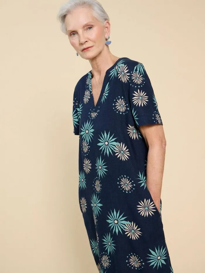 White Stuff DRESSES Lydia Shift Dress Navy Print 8211 Women