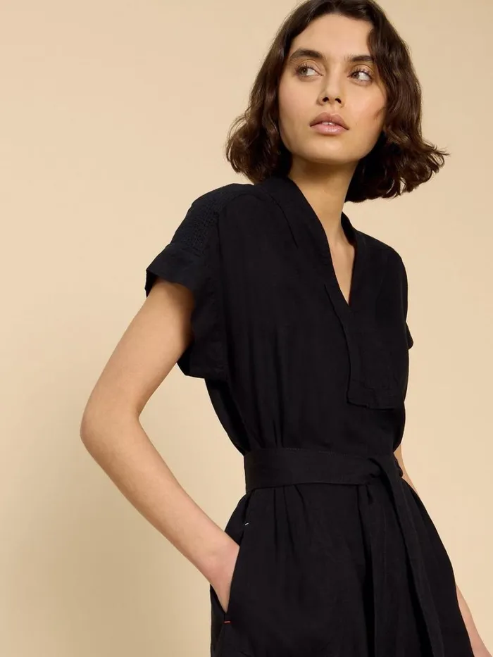 White Stuff DRESSES Marianne Linen Blend Dress Pure Black 8211 Women White Stuff DRESSES Marianne Linen Blend Dress Pure Black 8211 Women
