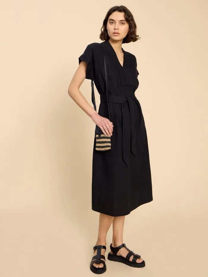 White Stuff DRESSES Marianne Linen Blend Dress Pure Black 8211 Women White Stuff DRESSES Marianne Linen Blend Dress Pure Black 8211 Women
