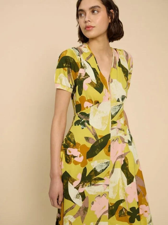 White Stuff DRESSES Megan Jersey Printed Dress Yellow Print 8211 Women White Stuff DRESSES Megan Jersey Printed Dress Yellow Print 8211 Women