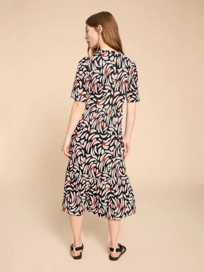 White Stuff DRESSES Naya Jersey Printed Tiered Dress Black Multi 8211 Women White Stuff DRESSES Naya Jersey Printed Tiered Dress Black Multi 8211 Women
