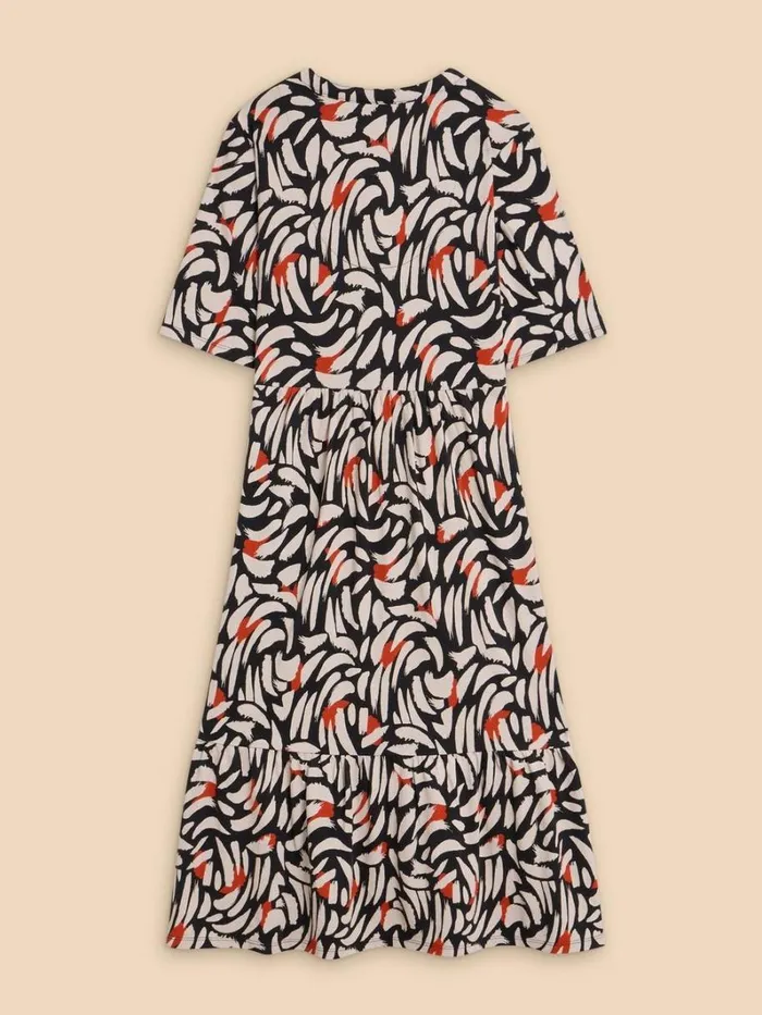 White Stuff DRESSES Naya Jersey Printed Tiered Dress Black Multi 8211 Women White Stuff DRESSES Naya Jersey Printed Tiered Dress Black Multi 8211 Women