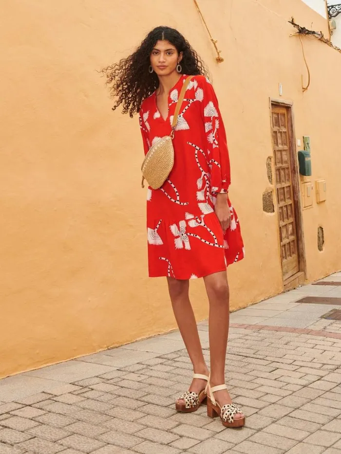 White Stuff DRESSES Otto Linen Blend Dress Orange Print 8211 Women White Stuff DRESSES Otto Linen Blend Dress Orange Print 8211 Women