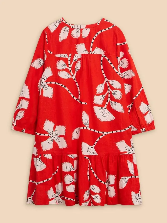 White Stuff DRESSES Otto Linen Blend Dress Orange Print 8211 Women White Stuff DRESSES Otto Linen Blend Dress Orange Print 8211 Women