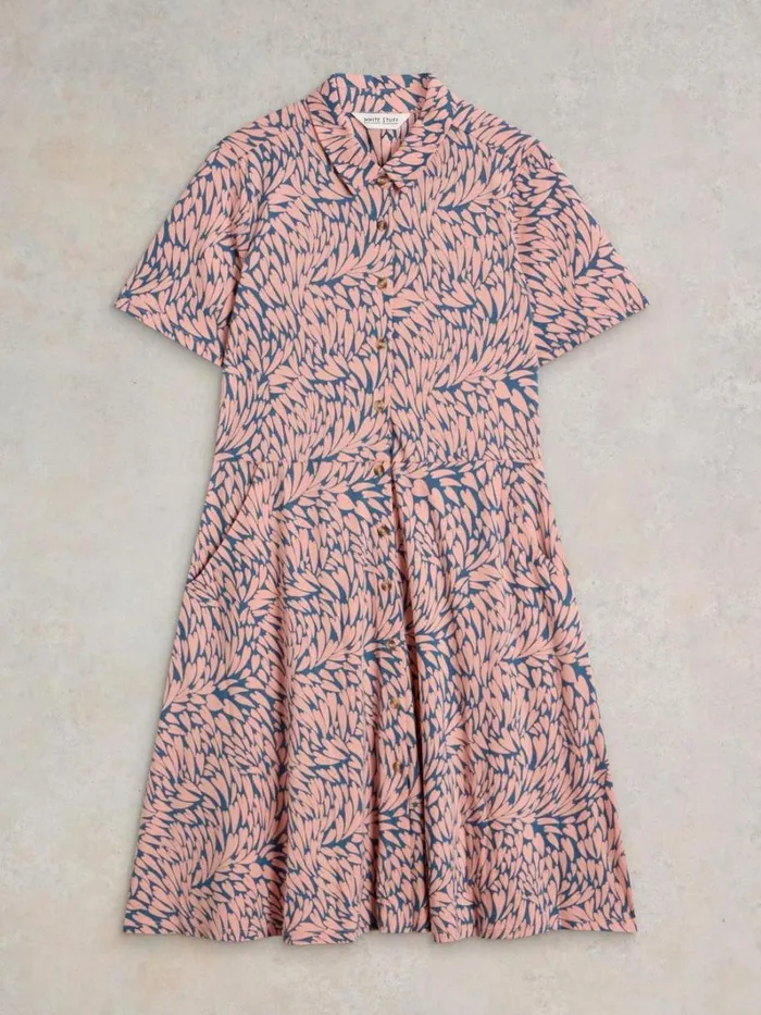 White Stuff DRESSES Ria Shirt Jersey Dress Pink Print 8211 Women White Stuff DRESSES Ria Shirt Jersey Dress Pink Print 8211 Women