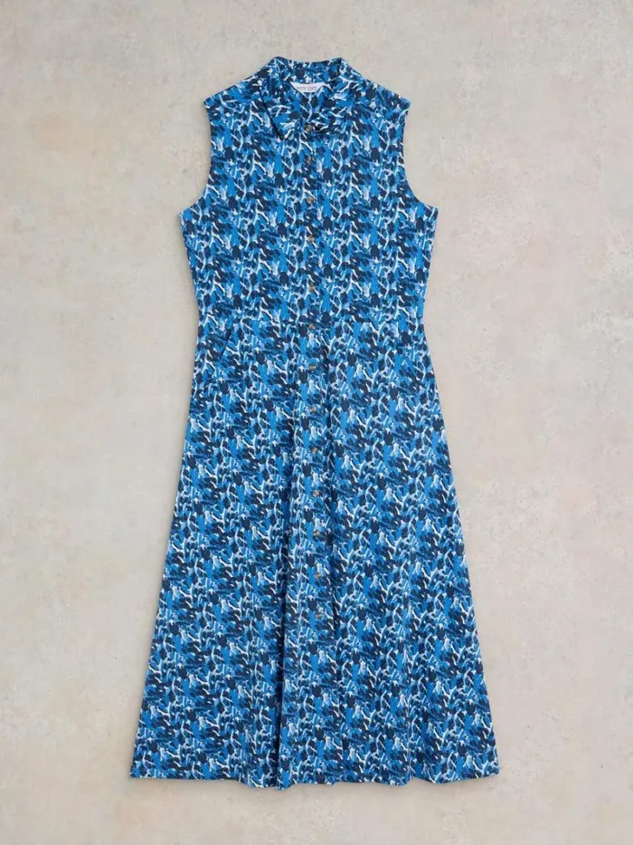 White Stuff DRESSES Rua Jersey Shirt Dress Blue Print 8211 Women White Stuff DRESSES Rua Jersey Shirt Dress Blue Print 8211 Women